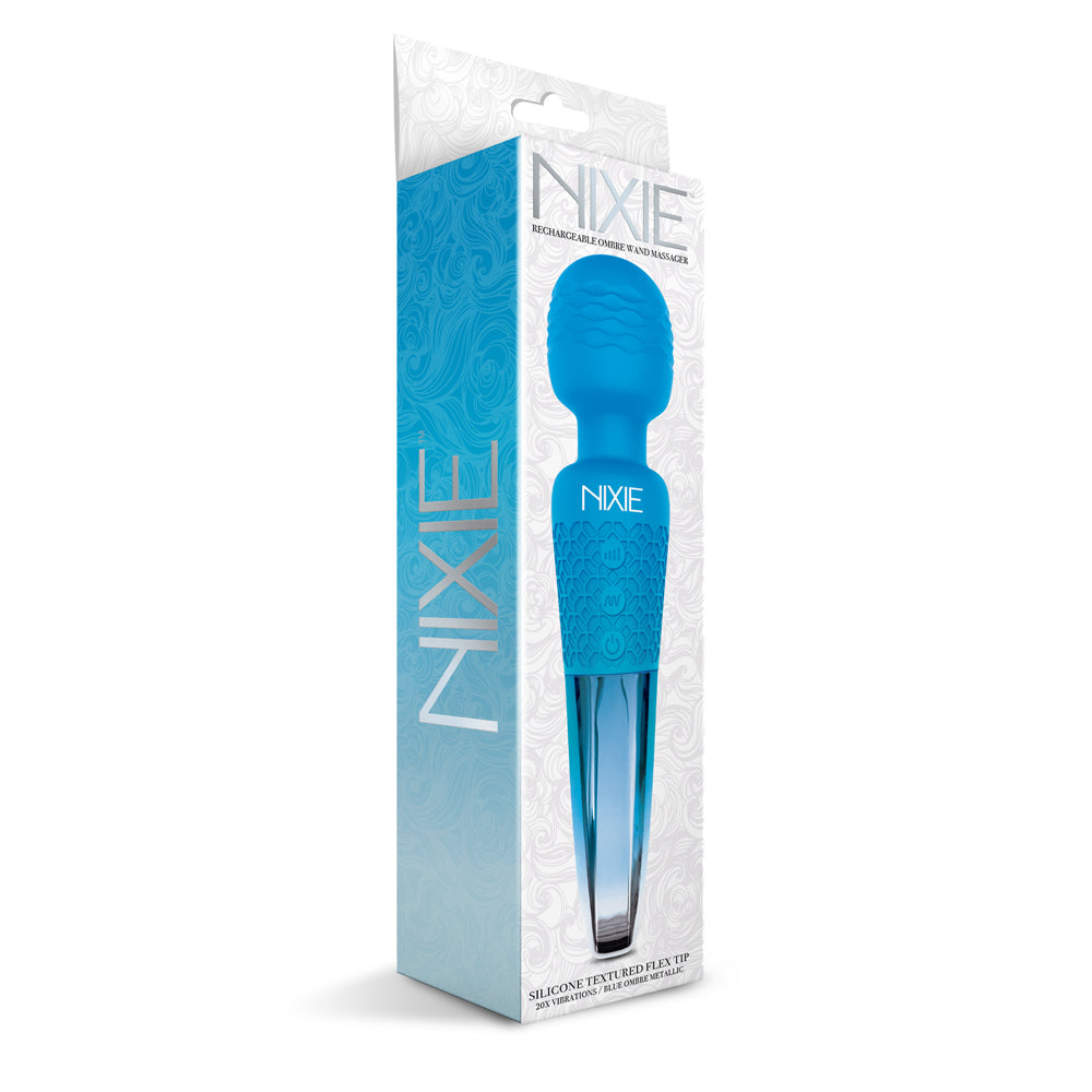 Nixie Rechargeable Wand Massager Blue Ombre | 850010096896 | Available at EroticWarehouse.com