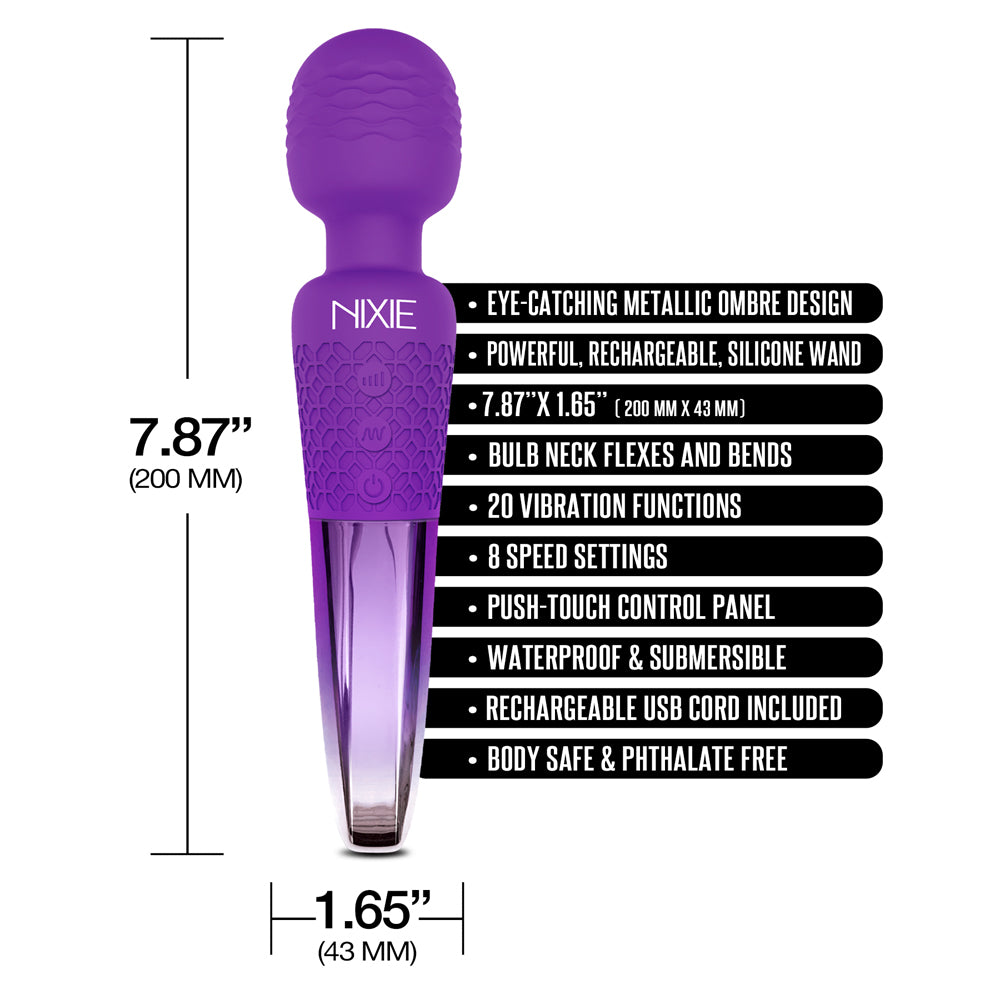 Nixie Rechargeable Wand Massager Purple Ombre | 850010096902 | Available at EroticWarehouse.com