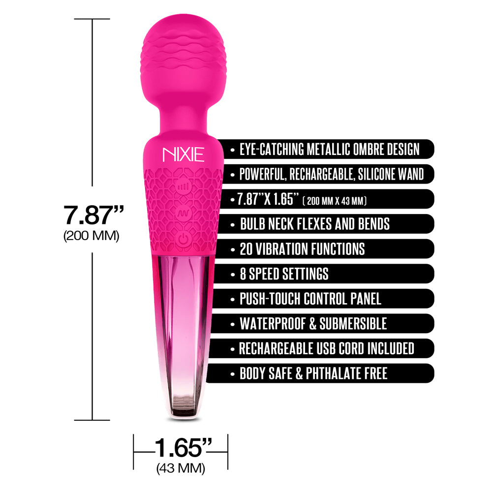Nixie Rechargeable Wand Massager Pink Ombre | 850010096919 | Available at EroticWarehouse.com
