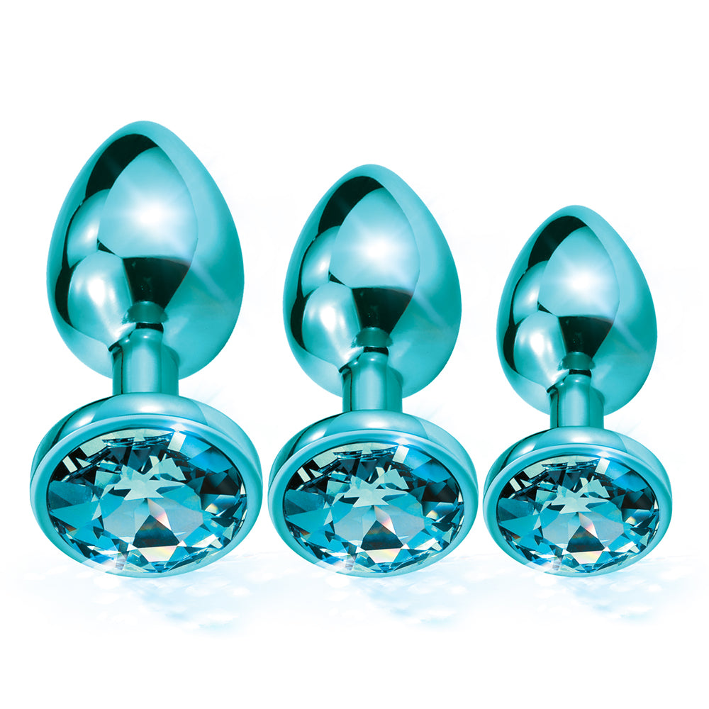 Nixie Metal Butt Plug Trainer Set Blue Metallic | 850010096933 | Available at EroticWarehouse.com