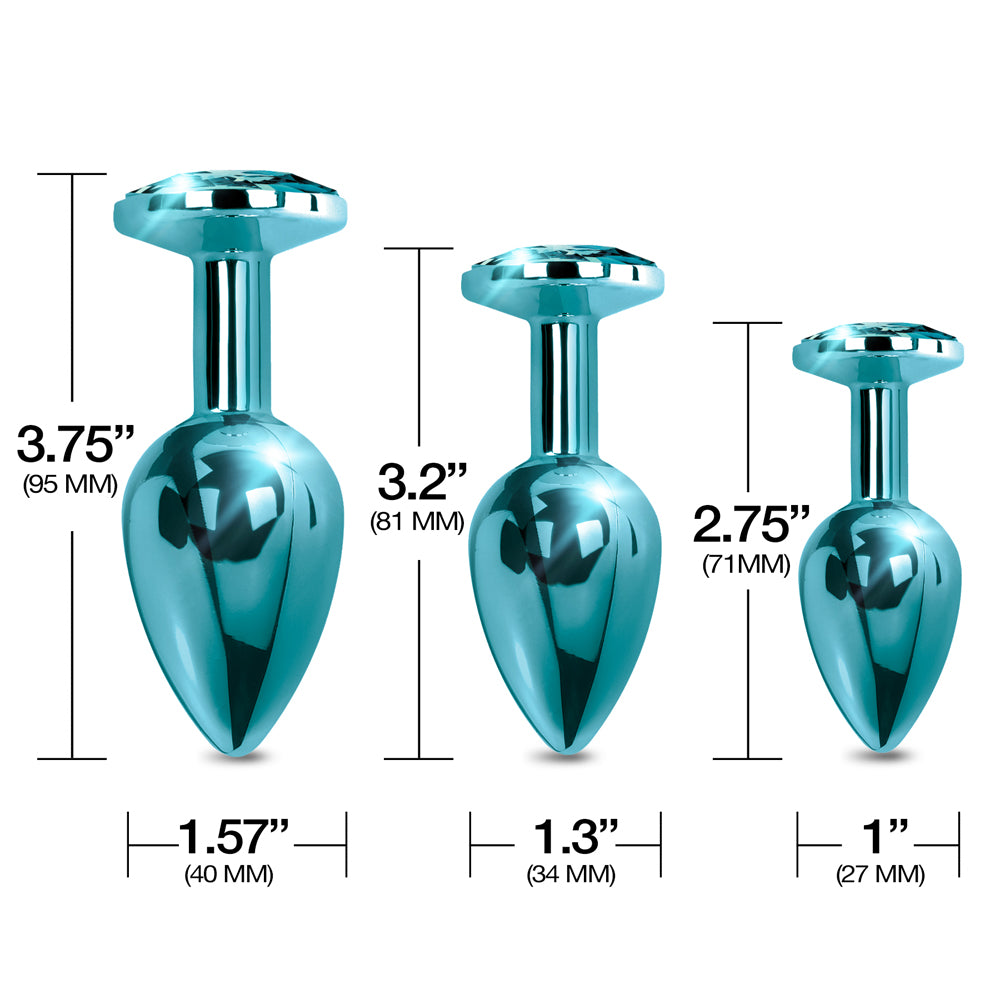 Nixie Metal Butt Plug Trainer Set Blue Metallic | 850010096933 | Available at EroticWarehouse.com
