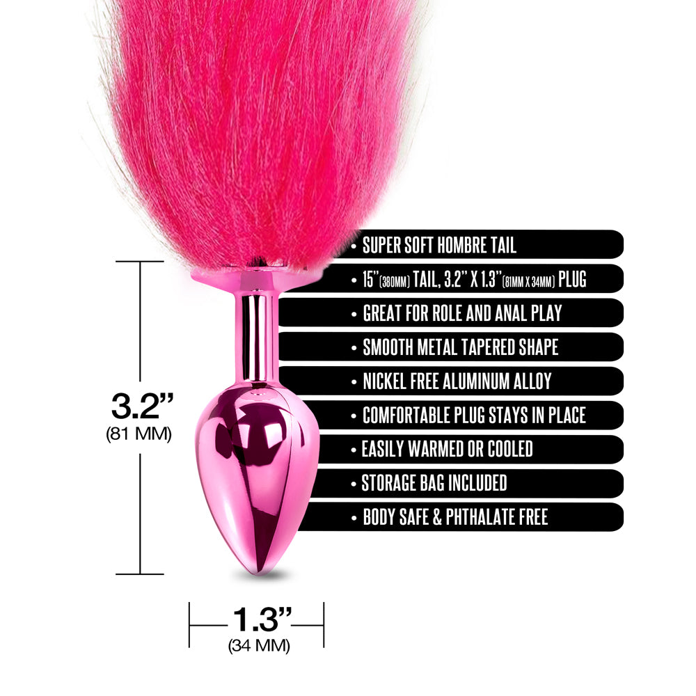 Nixie Metal Butt Plug With Faux Fur Ombre Tail Medium Pink Metallic | 850010096995 | Available at EroticWarehouse.com
