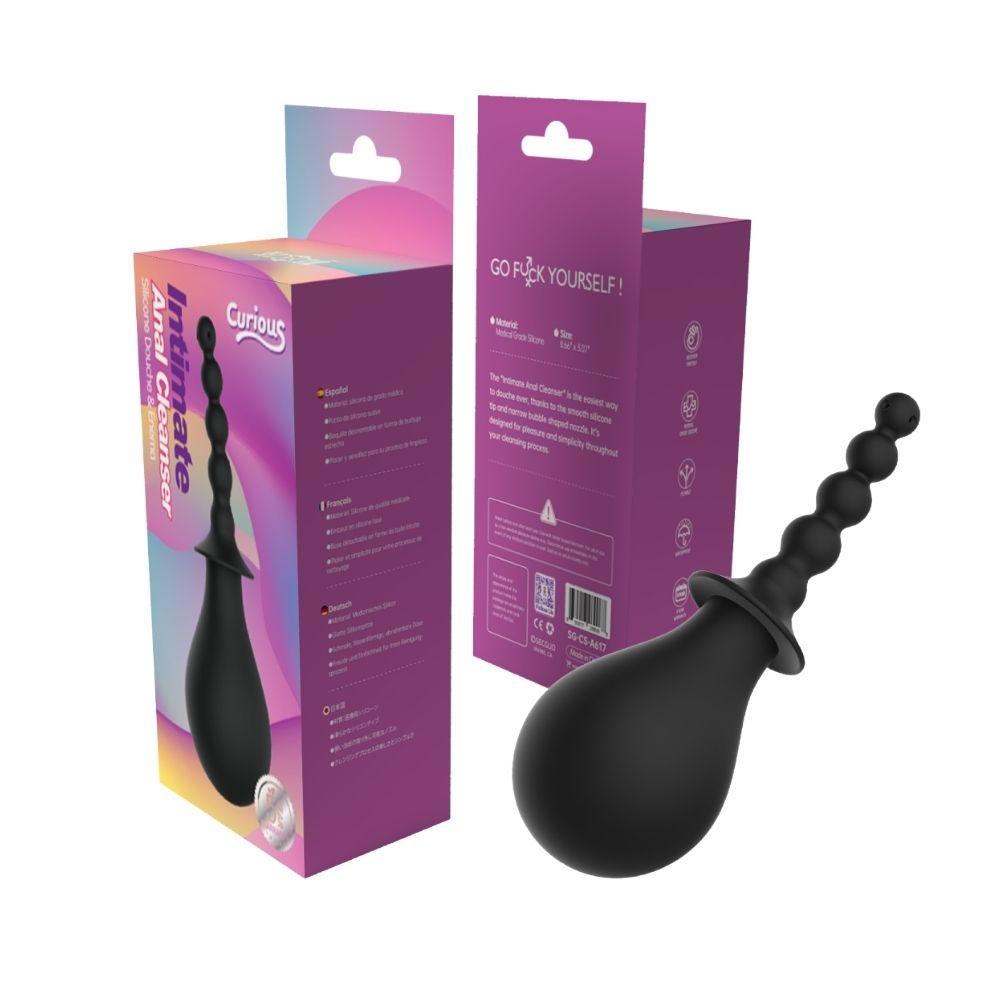 Curious Intimate Anal Cleanser Silicone Douche & Enema Black | 850017269088 | Available at EroticWarehouse.com
