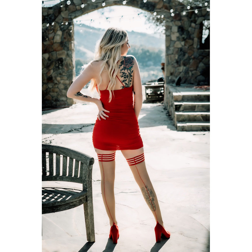 Whitney Nude Red Band Red Seam And Cuban Heel Size B | 850017512160 | Available at EroticWarehouse.com