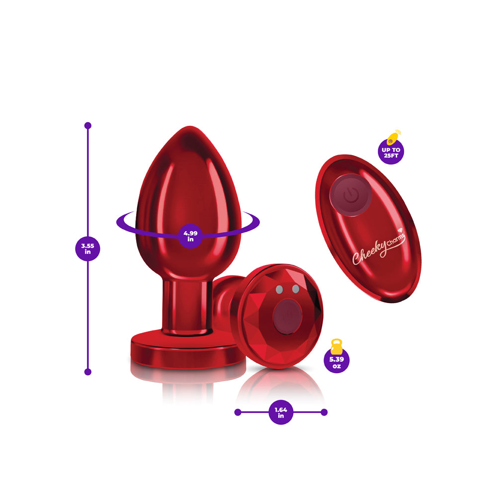 Cheeky Charms Vibrating Butt Plug Red Large | 850018691536 | Available at EroticWarehouse.com