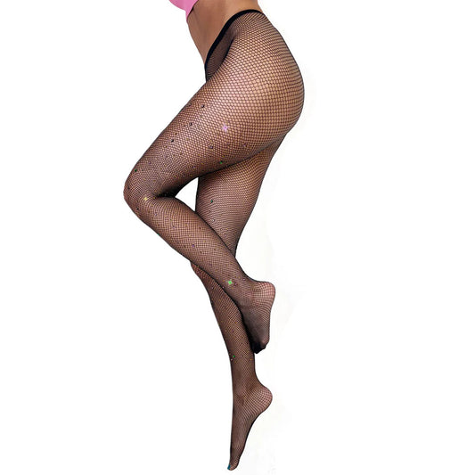 Black Rhinestone Mardi Gras Tights Size B | 850066172254 | Available at EroticWarehouse.com