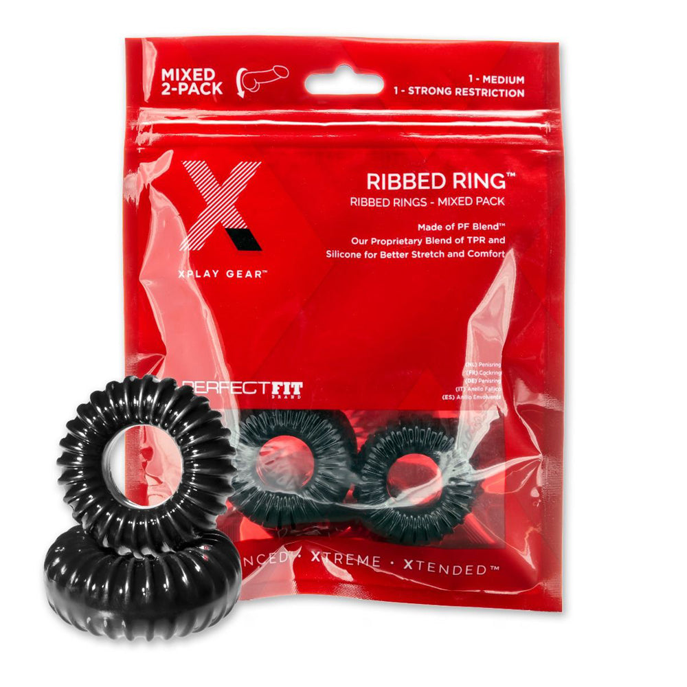 Xplay Mixed Pack Ribbed Ring & Rr Slim | 851127008734 | Available at EroticWarehouse.com
