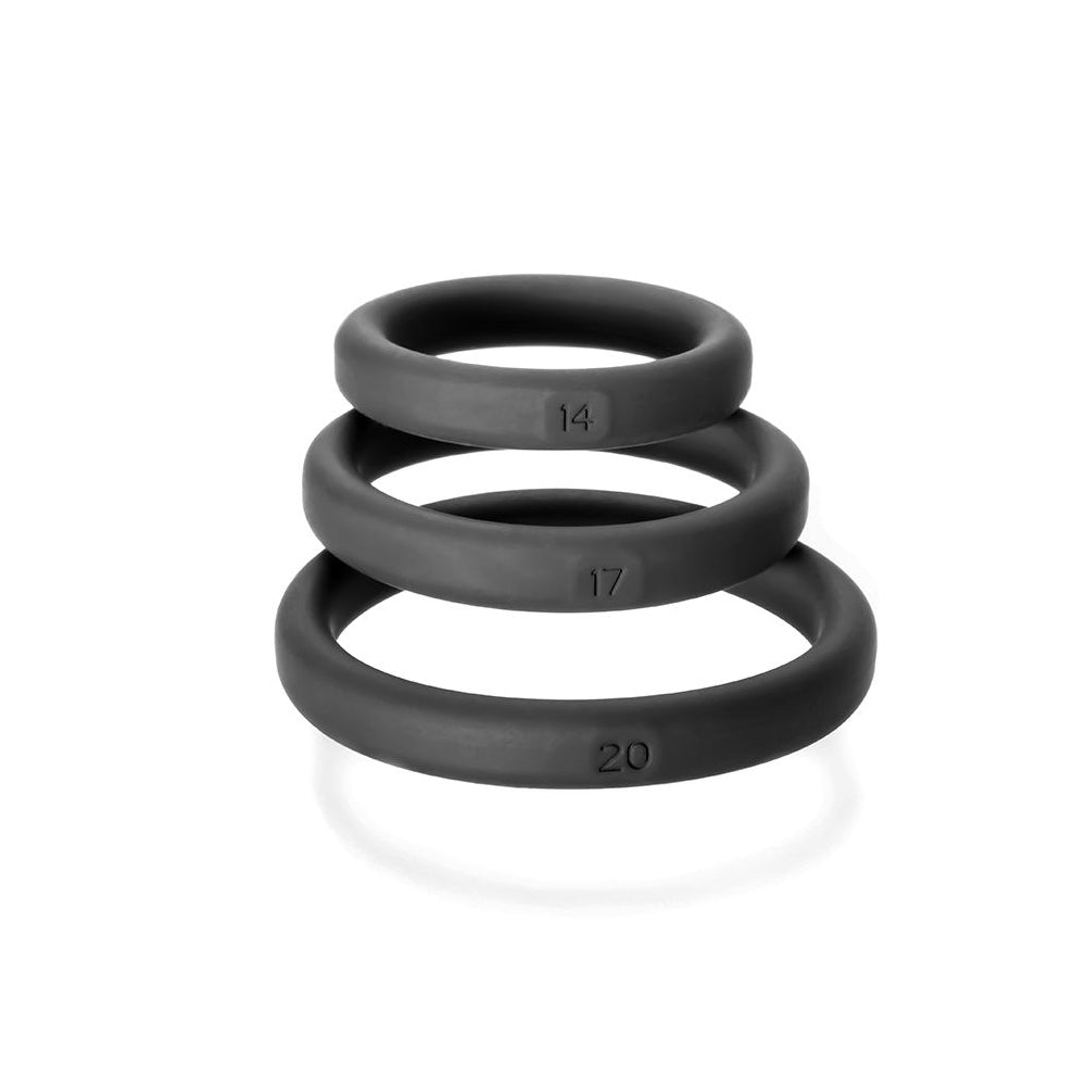 Xact-Fit Silicone Rings #14, #17, #20 Mixed Black | 854854005809 | Available at EroticWarehouse.com