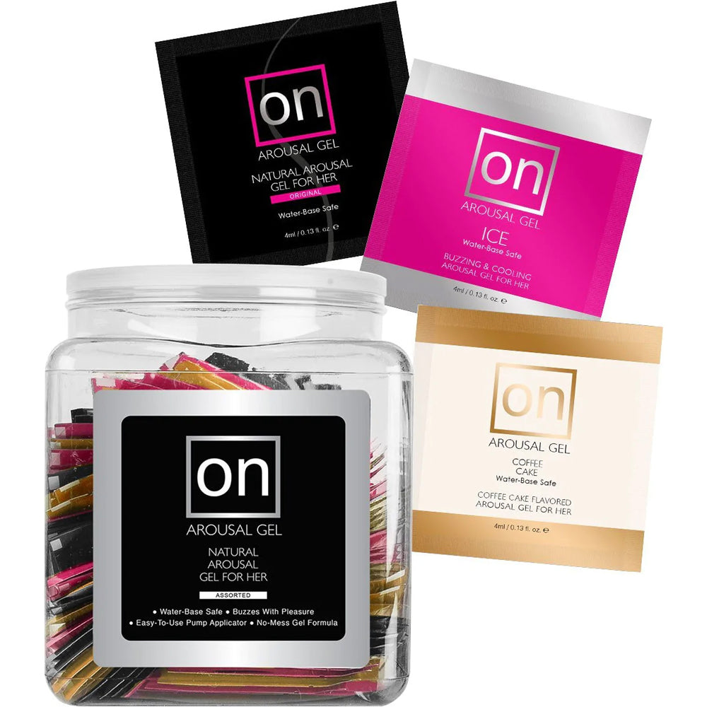 On For Her Arousal Gel Asst Flavor 100Ct Fishbowl | 855559009734 | Available at EroticWarehouse.com