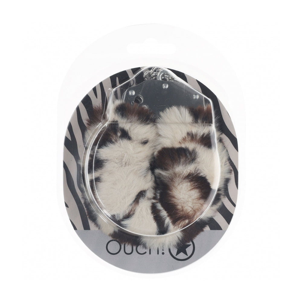 Ouch! Heavy-Duty Fluffy Handcuffs Snowleopard | 8714273042781 | Available at EroticWarehouse.com