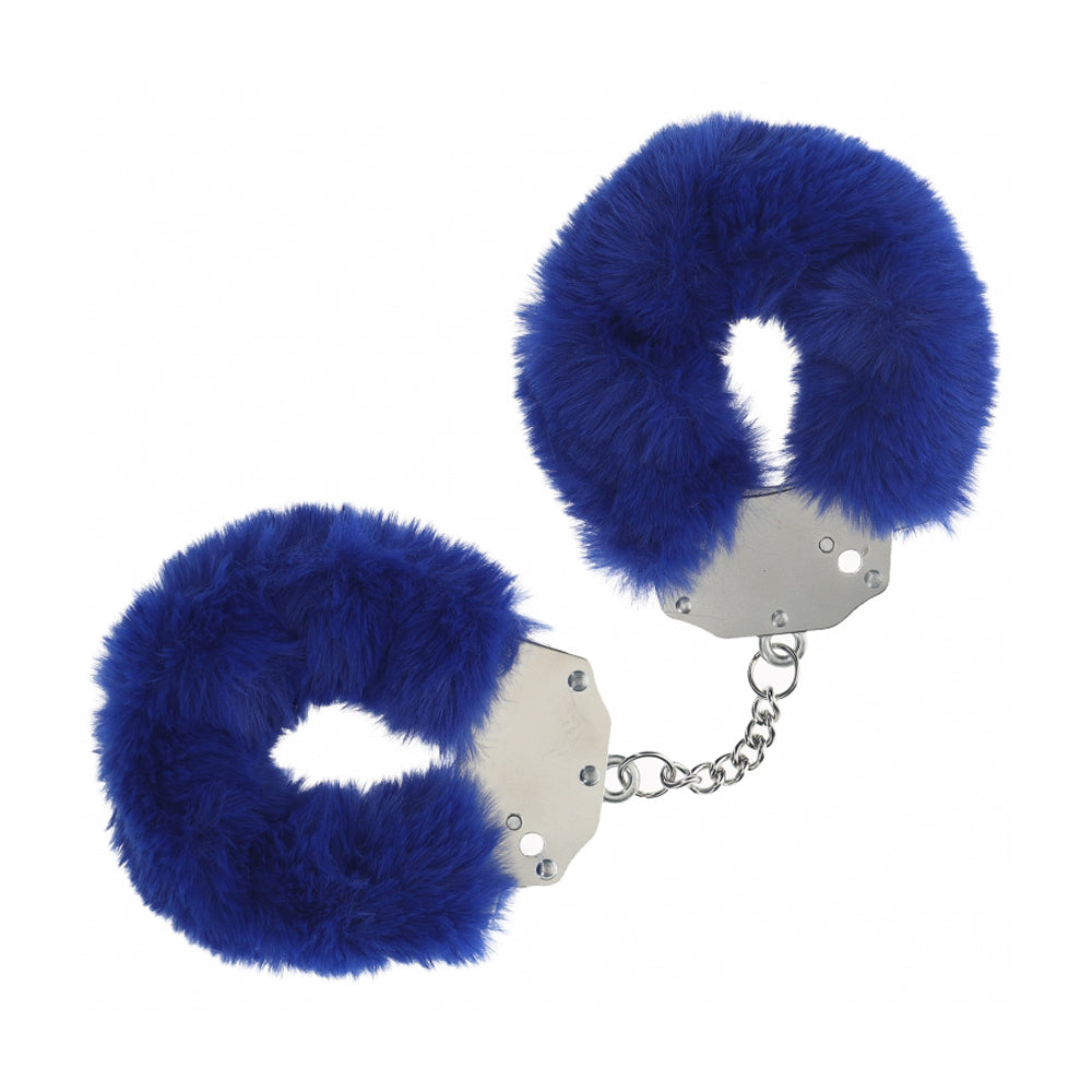 Ouch! Heavy-Duty Fluffy Handcuffs Navy | 8714273043177 | Available at EroticWarehouse.com