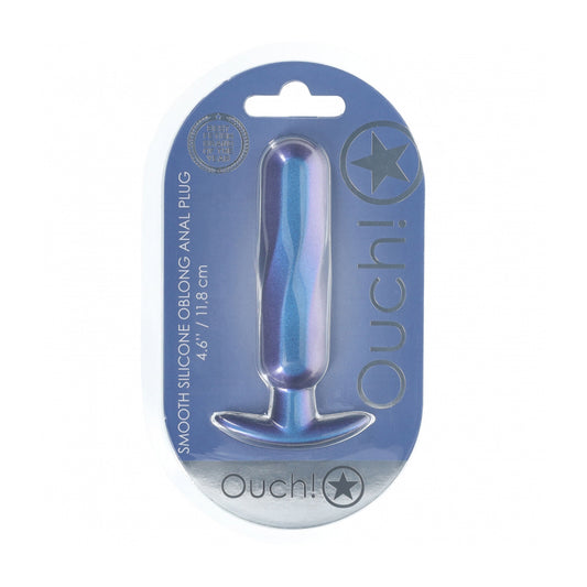 Ouch! Oblong Anal Plug Silicone Metallic Blue | 8714273057044 | Available at EroticWarehouse.com
