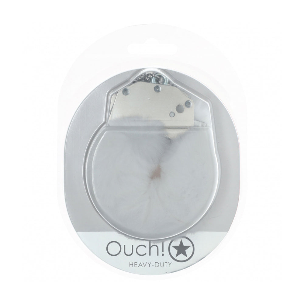 Ouch! Heavy-Duty Fluffy Handcuffs White | 8714273058133 | Available at EroticWarehouse.com