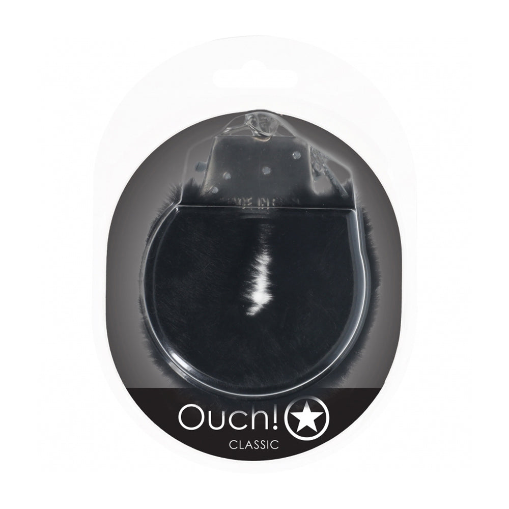 Ouch! Classic Fluffy Handcuffs Black | 8714273058218 | Available at EroticWarehouse.com