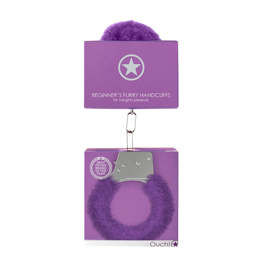 Ouch! Beginner's Handcuffs Furry Purple | 8714273074089 | Available at EroticWarehouse.com