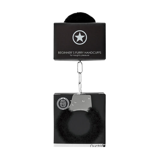 Ouch! Beginner's Handcuffs Furry Black | 8714273074096 | Available at EroticWarehouse.com