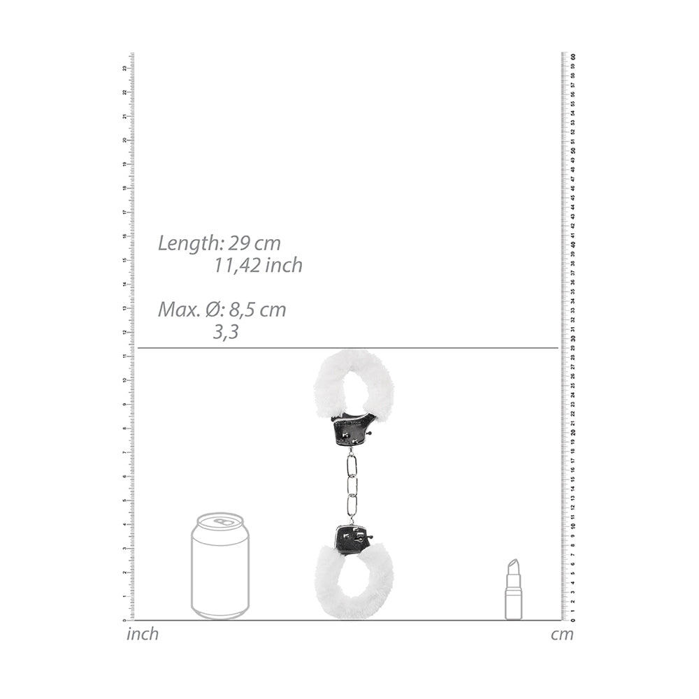 Ouch! Pleasure Handcuffs Furry White | 8714273074225 | Available at EroticWarehouse.com