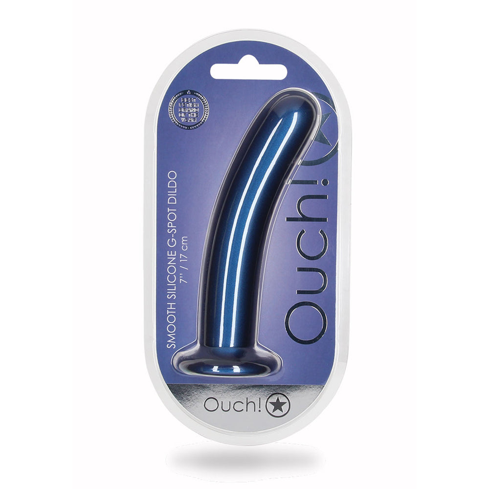 Smooth Silicone G-Spot Dildo 7" Metallic Blue | 8714273494337 | Available at EroticWarehouse.com