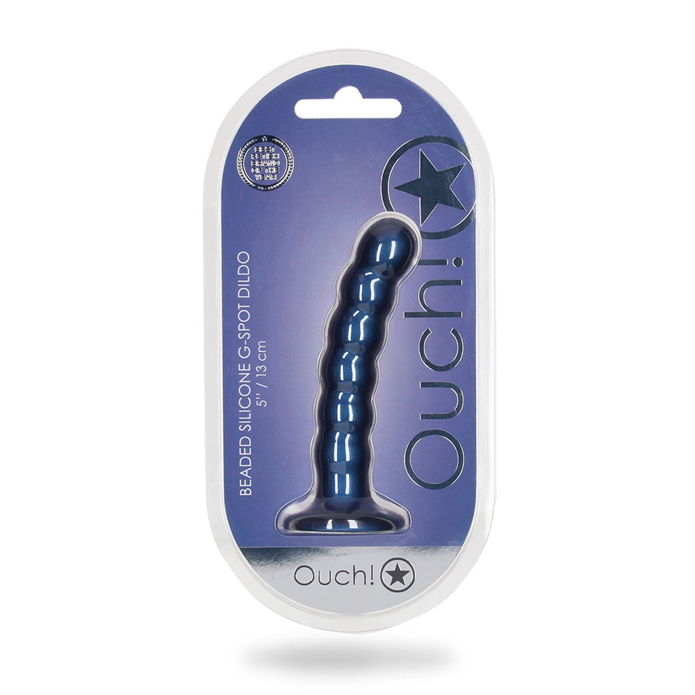 Beaded Silicone G-Spot Dildo 5" Metallic Blue | 8714273494610 | Available at EroticWarehouse.com