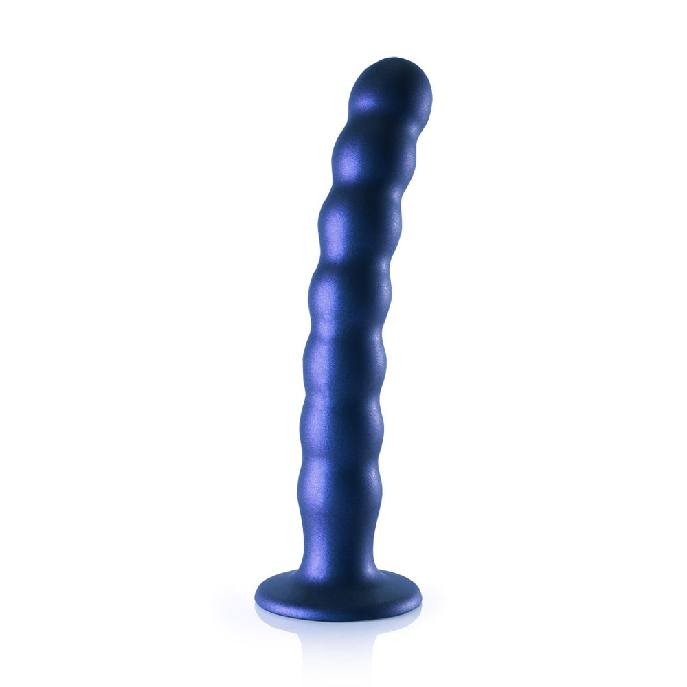 Beaded Silicone G-Spot Dildo 8" Metallic Blue | 8714273495174 | Available at EroticWarehouse.com