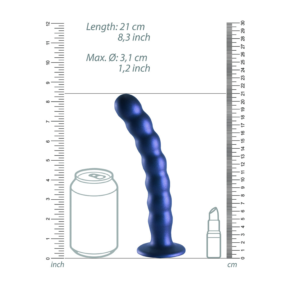 Beaded Silicone G-Spot Dildo 8" Metallic Blue | 8714273495174 | Available at EroticWarehouse.com