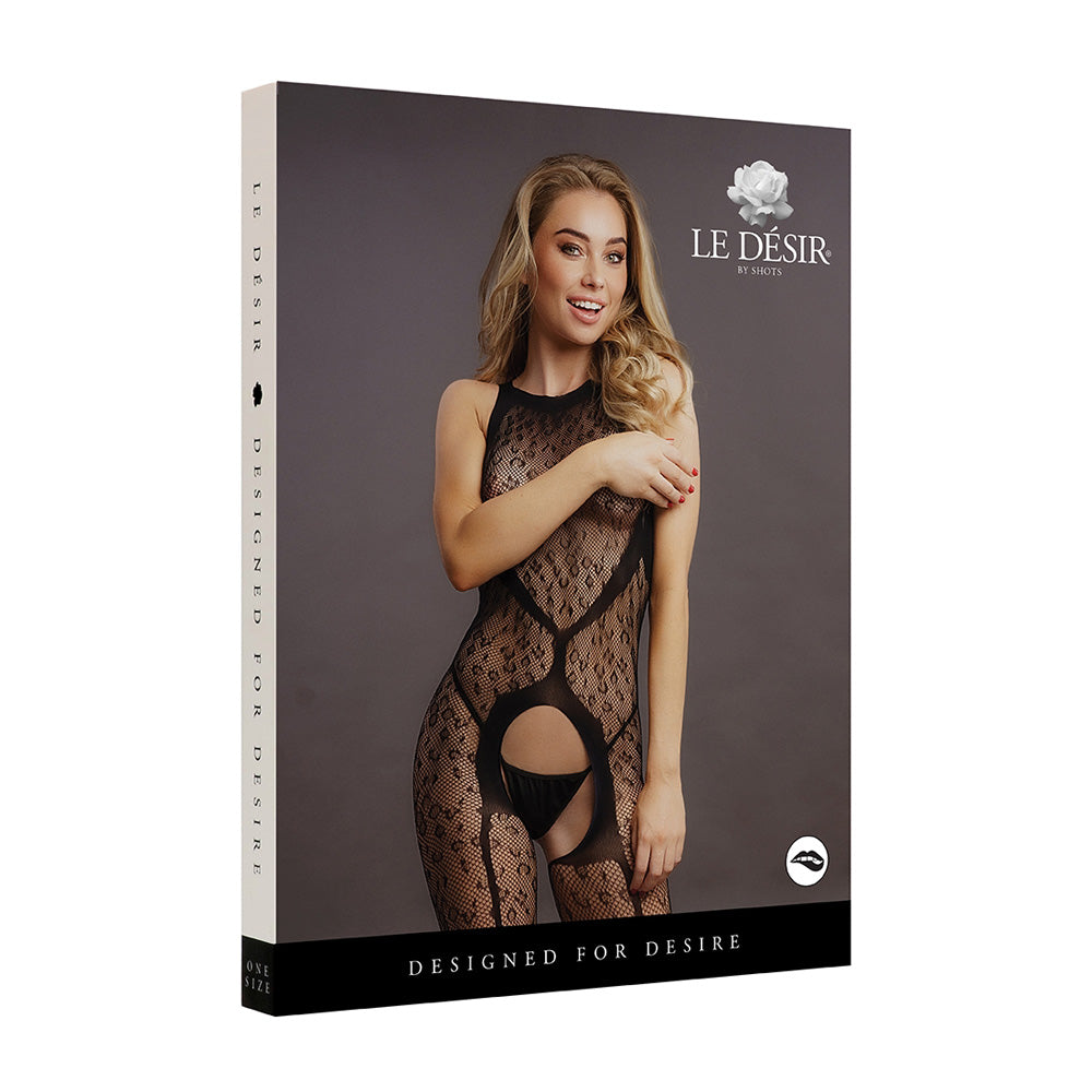 Le Desir Crotchless Leopard Bodystocking Black | 8714273495839 | Available at EroticWarehouse.com