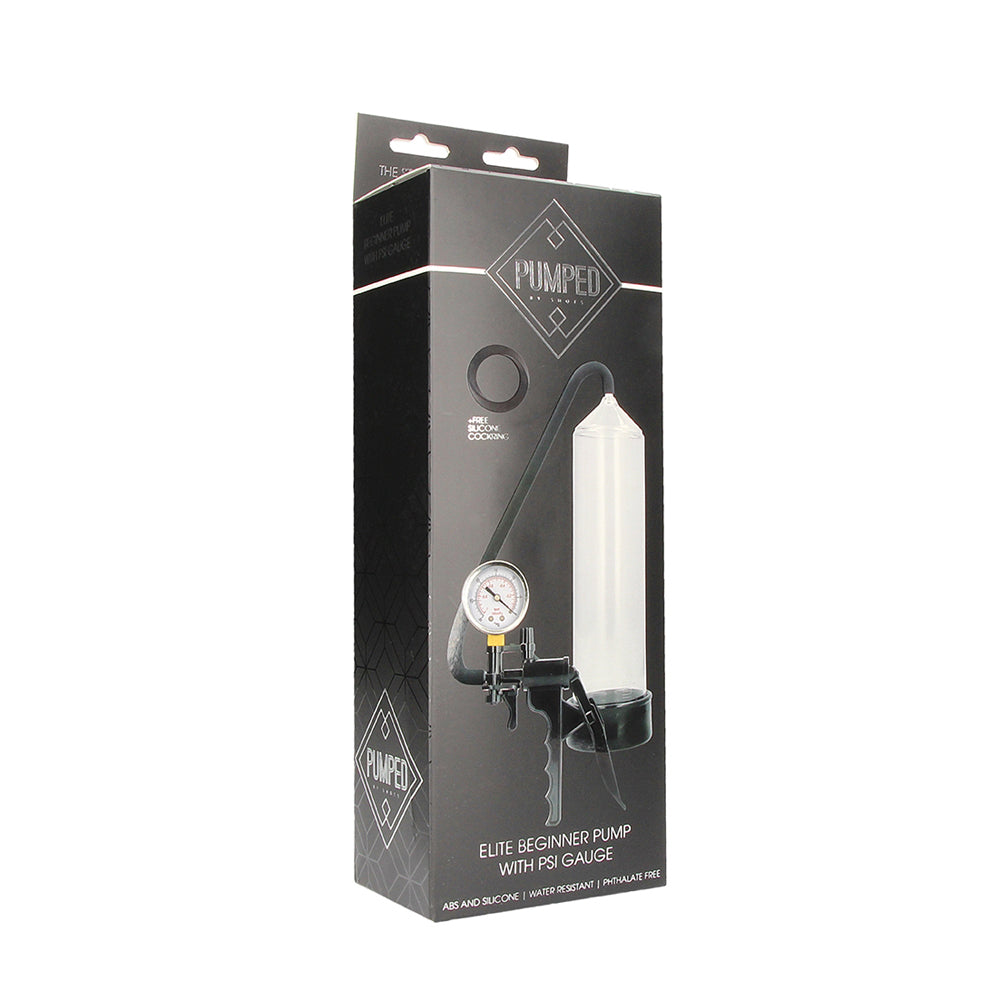 Pumped Elite Beginner Pump With Psi Gauge Transparent | 8714273504739 | Available at EroticWarehouse.com