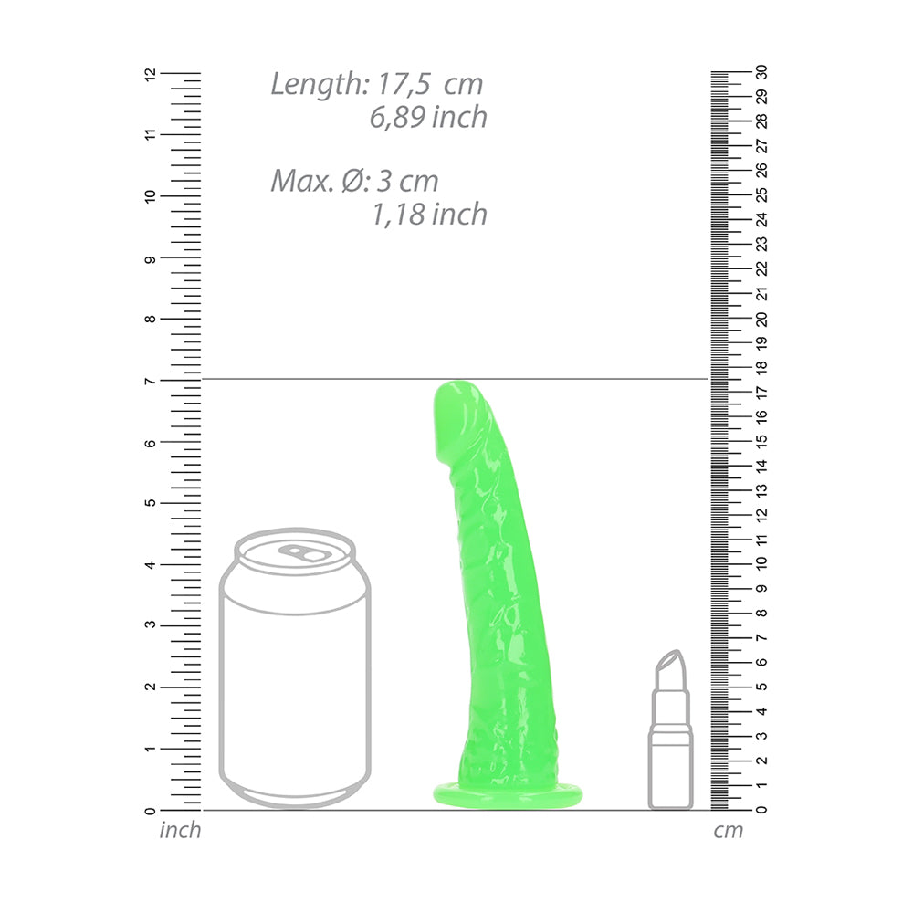 Realrock Glow In The Dark Slim Dildo 6'' Neon Green | 8714273519894 | Available at EroticWarehouse.com