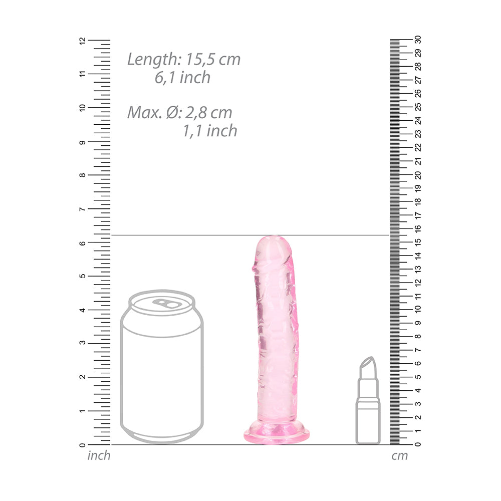Realrock Crystal Clear Straight Realistic Dildo With Suction Cup 6'' Pink | 8714273520326 | Available at EroticWarehouse.com