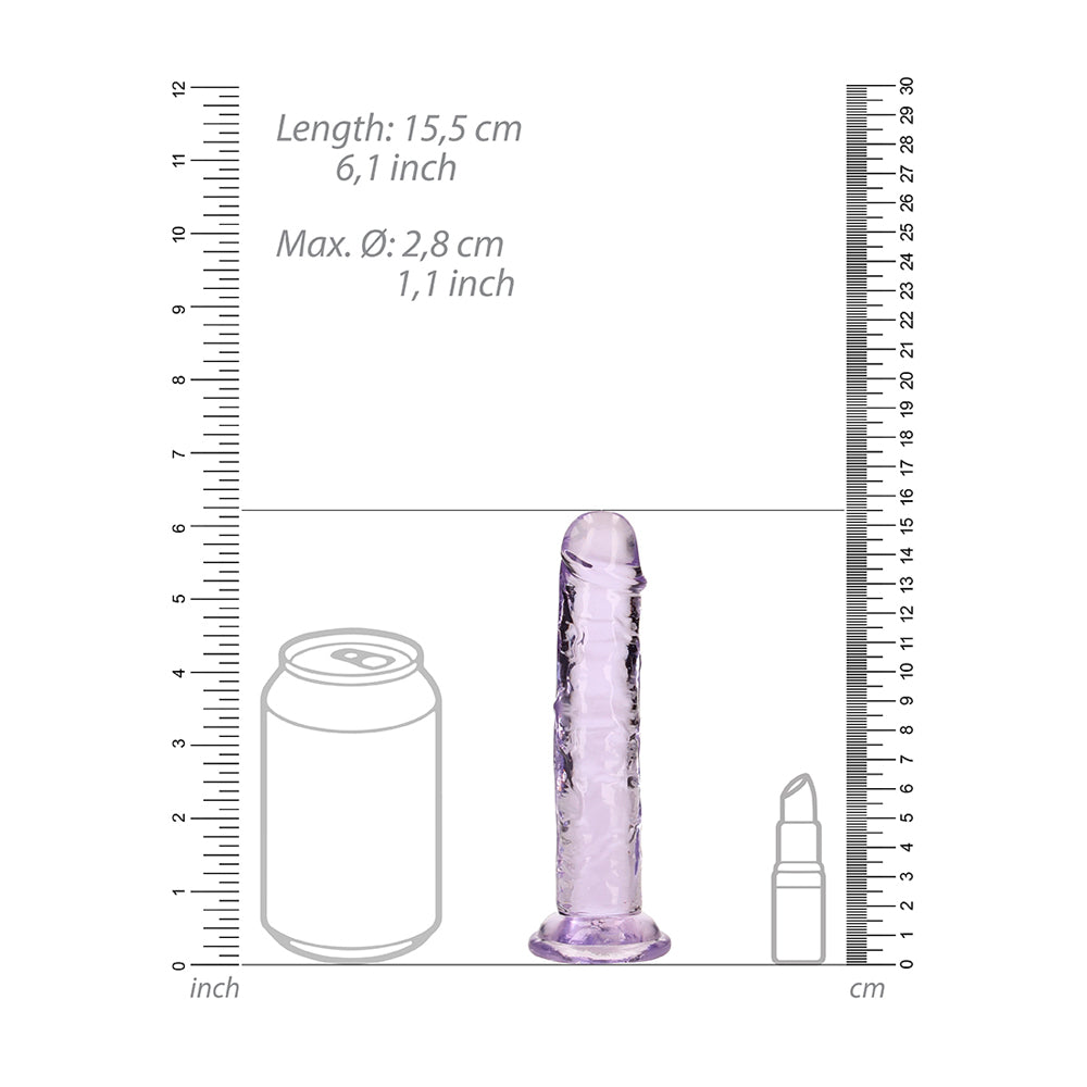 Realrock Crystal Clear Straight Realistic Dildo With Suction Cup 6'' Purple | 8714273520333 | Available at EroticWarehouse.com
