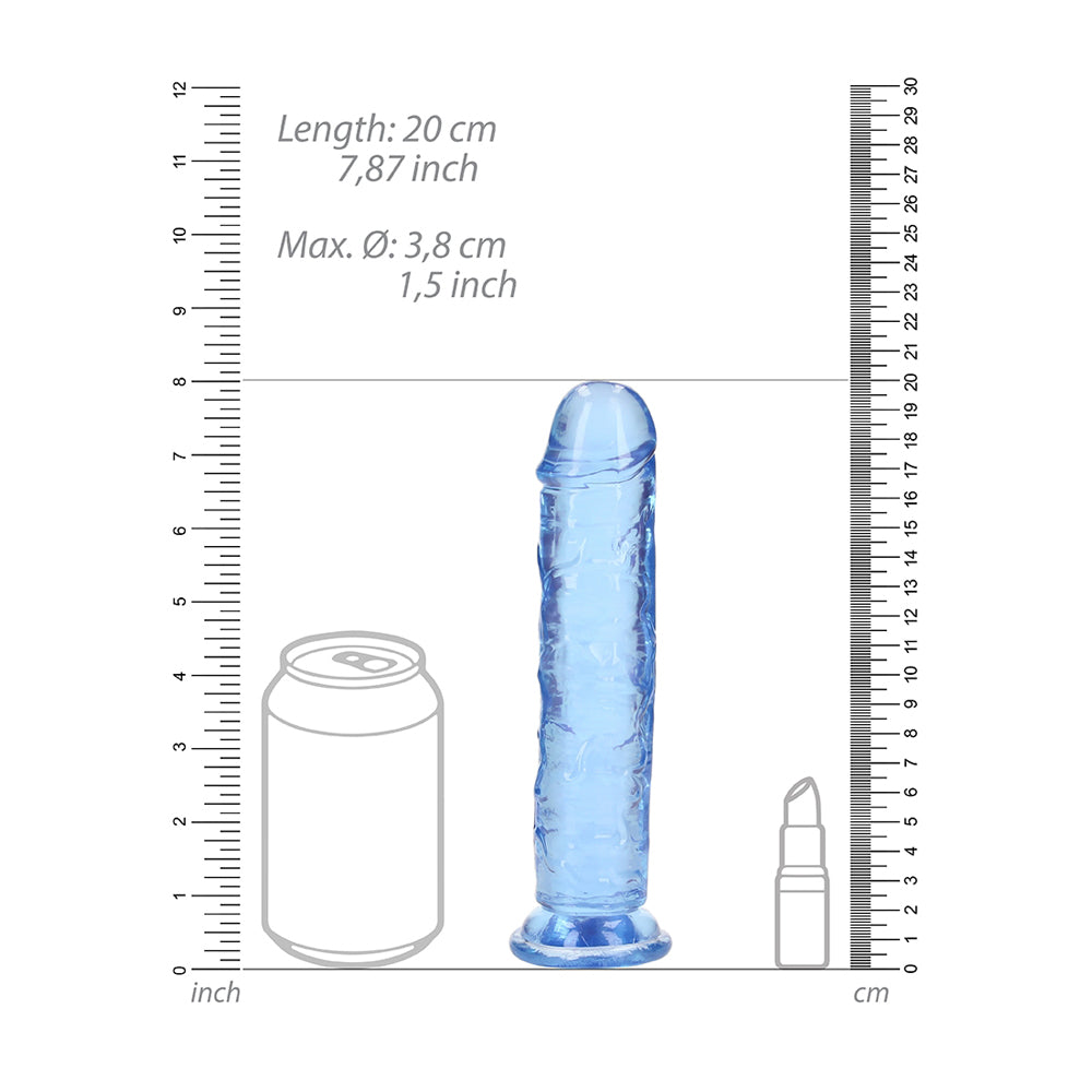 Realrock Crystal Clear Straight Realistic Dildo With Suction Cup 7'' Blue | 8714273520401 | Available at EroticWarehouse.com
