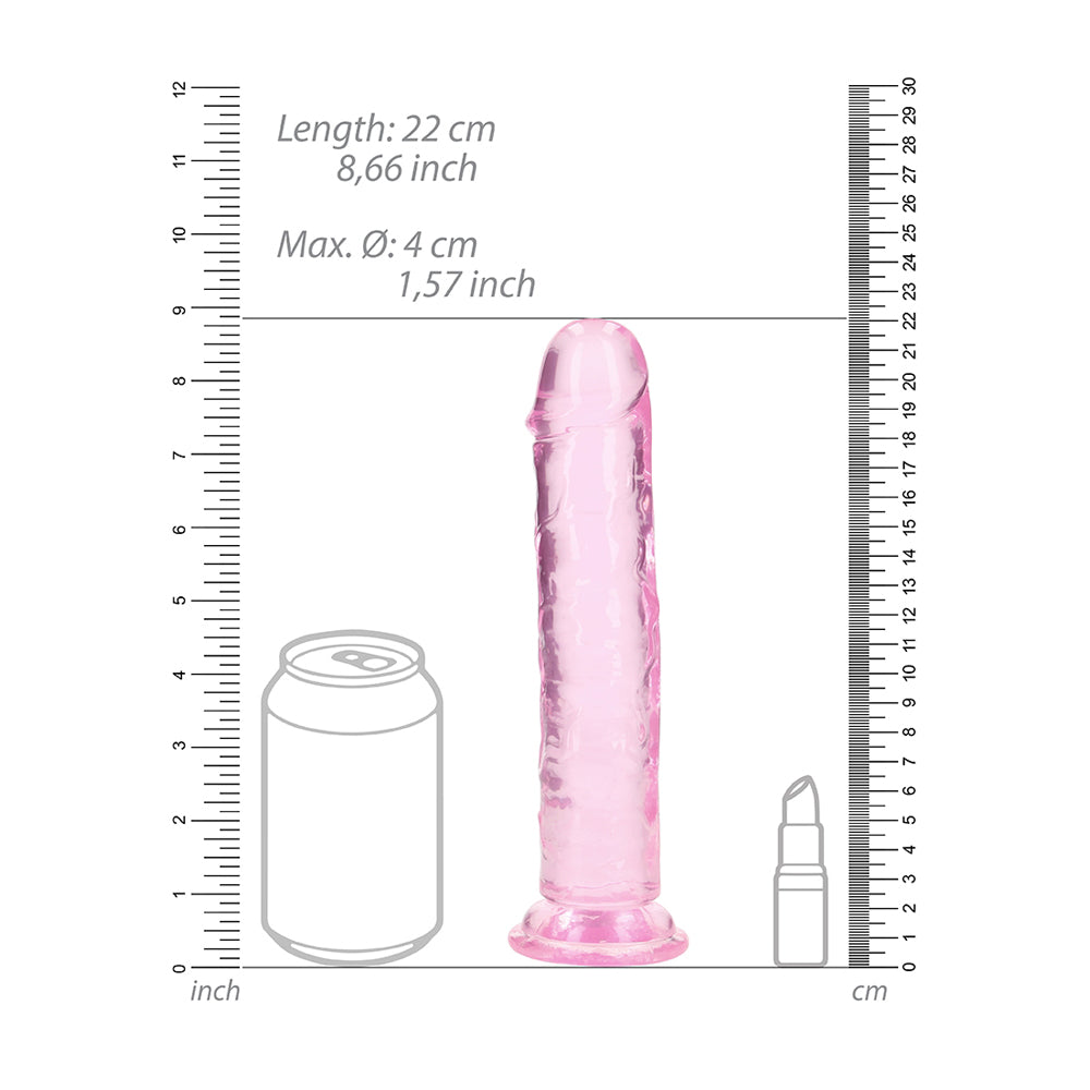 Realrock Crystal Clear Straight Realistic Dildo With Suction Cup 8'' Pink | 8714273520463 | Available at EroticWarehouse.com
