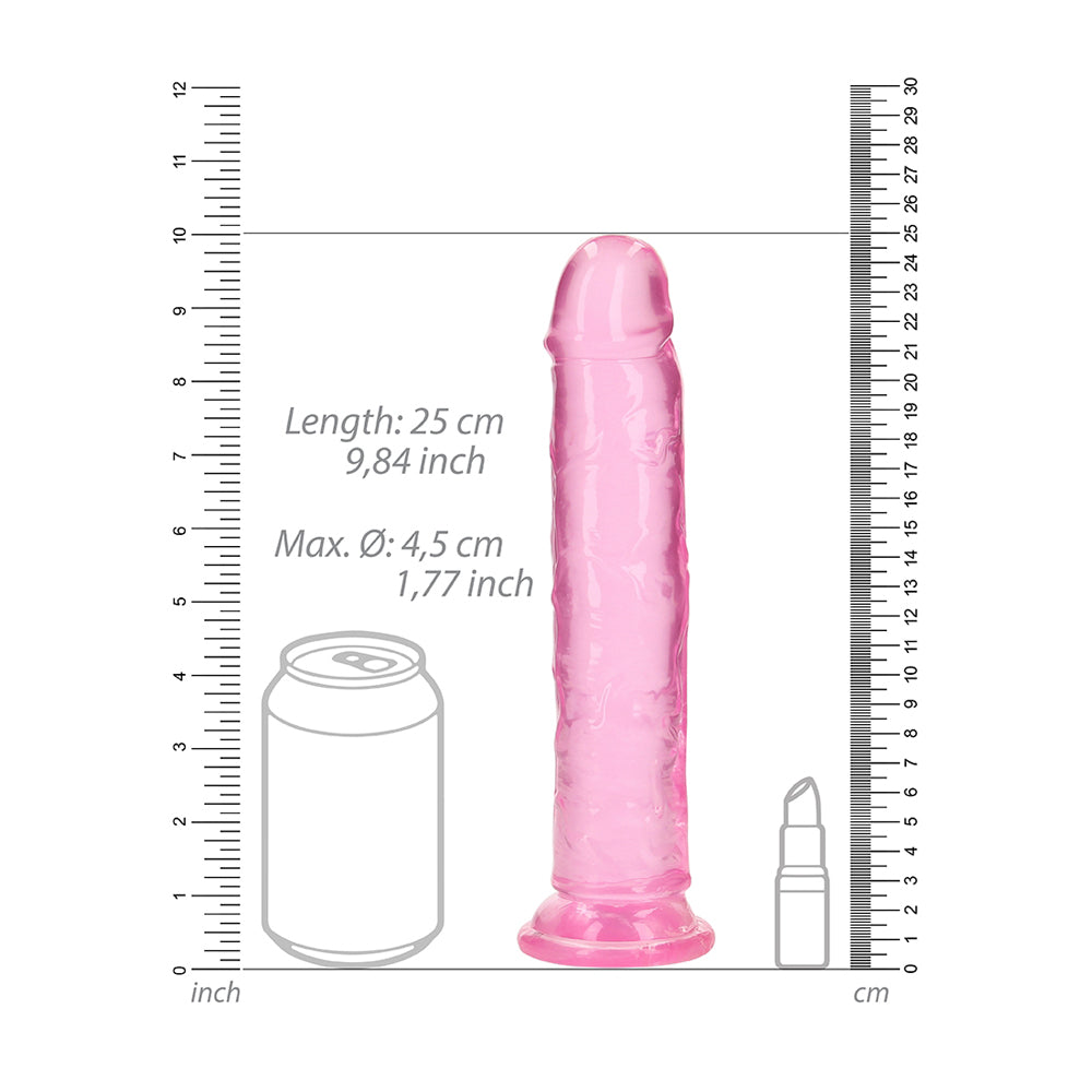 Realrock Crystal Clear Straight Realistic Dildo With Suction Cup 9'' Pink | 8714273520517 | Available at EroticWarehouse.com