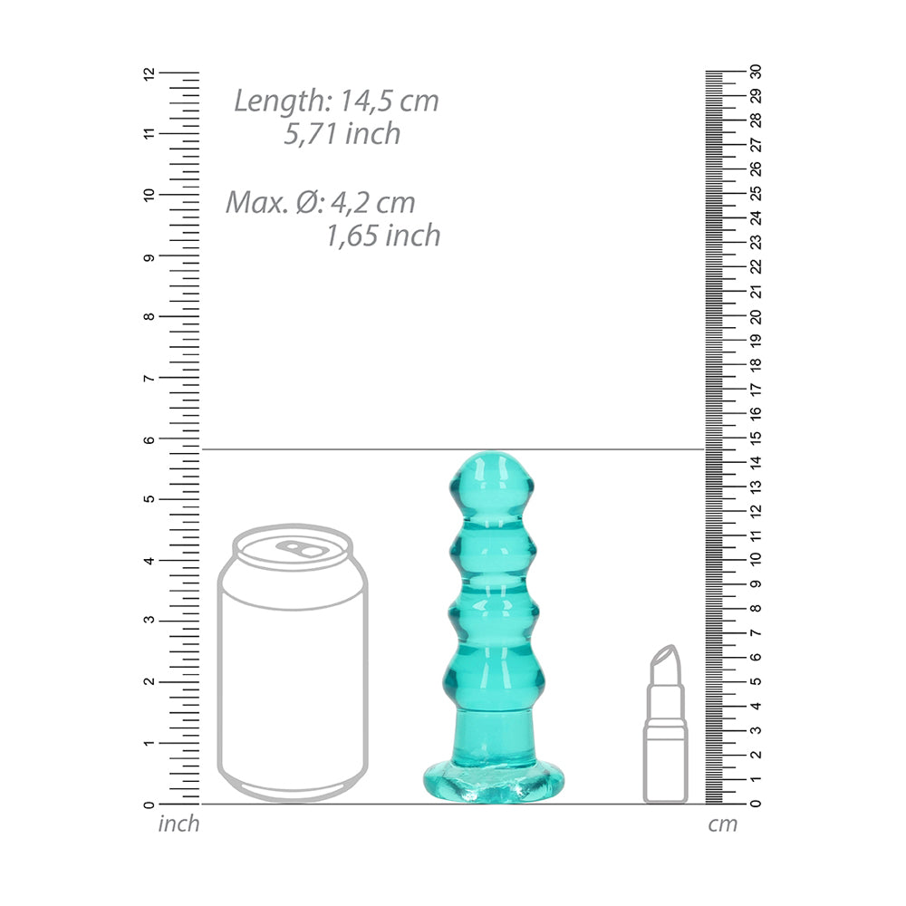 Realrock Crystal Clear Curvy Dildo Or Butt Plug 5.5'' Turquoise | 8714273520685 | Available at EroticWarehouse.com