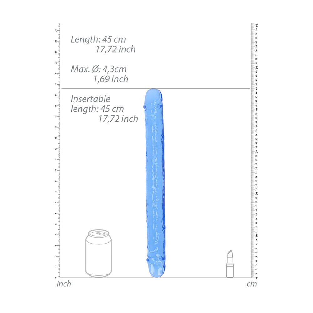 Realrock Crystal Clear Double Dong 18'' Blue | 8714273520692 | Available at EroticWarehouse.com