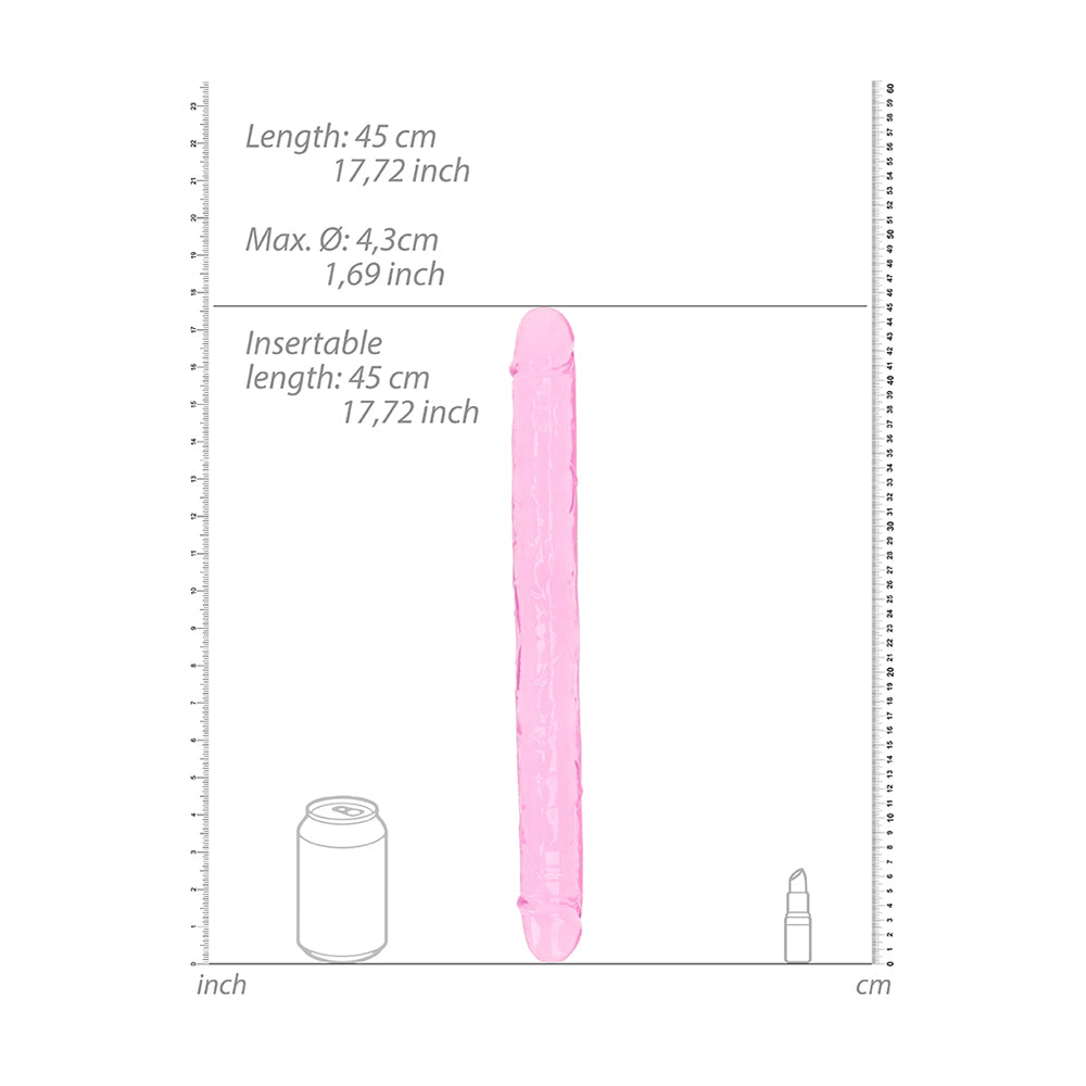 Realrock Crystal Clear Double Dong 18'' Pink | 8714273520708 | Available at EroticWarehouse.com