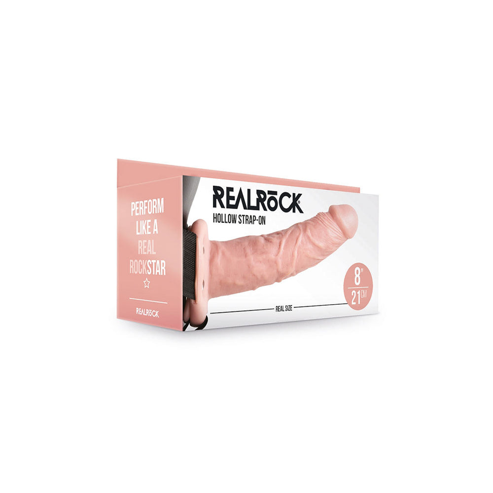 Realrock Hollow Strap-On Without Balls 8" Flesh | 8714273521217 | Available at EroticWarehouse.com