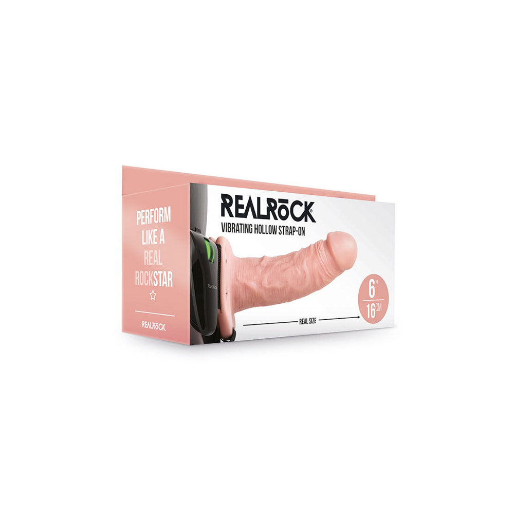 Realrock Vibrating Hollow Strap-On No Balls 6" Flesh | 8714273521354 | Available at EroticWarehouse.com