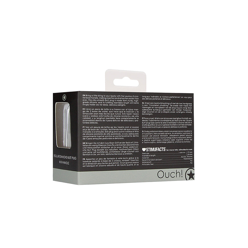 Ouch! Regular Diamond Butt Plug With Handle Black | 8714273544124 | Available at EroticWarehouse.com