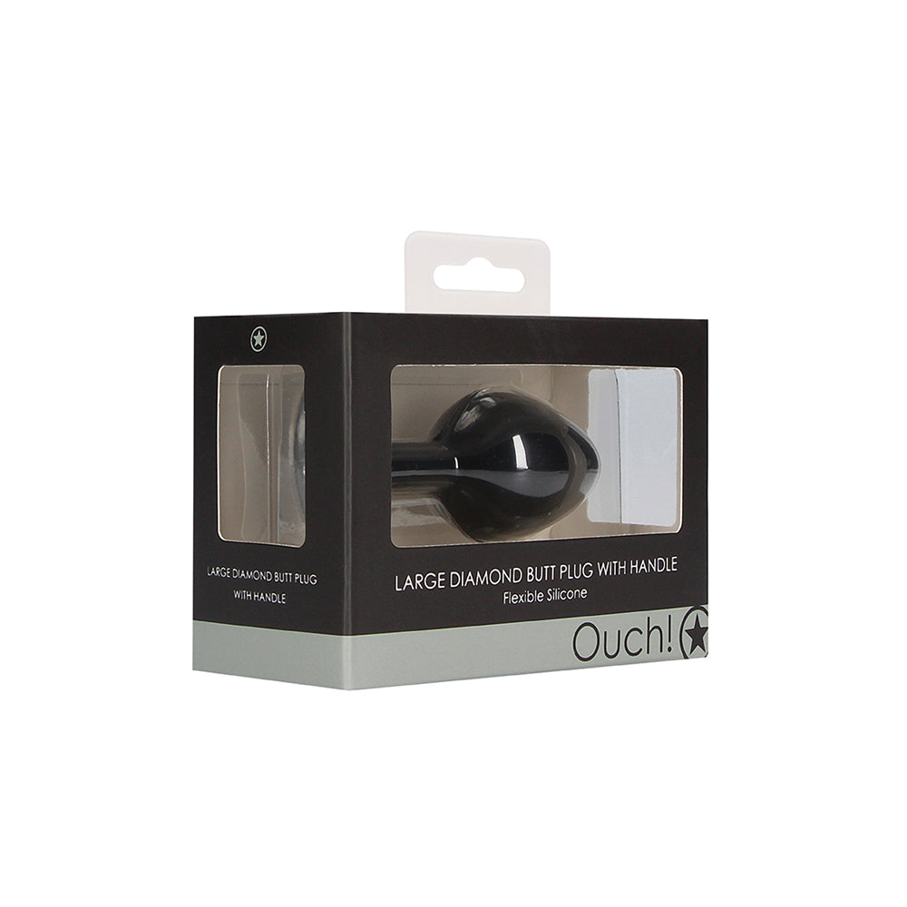 Ouch! Large Diamond Butt Plug With Handle Black | 8714273544131 | Available at EroticWarehouse.com