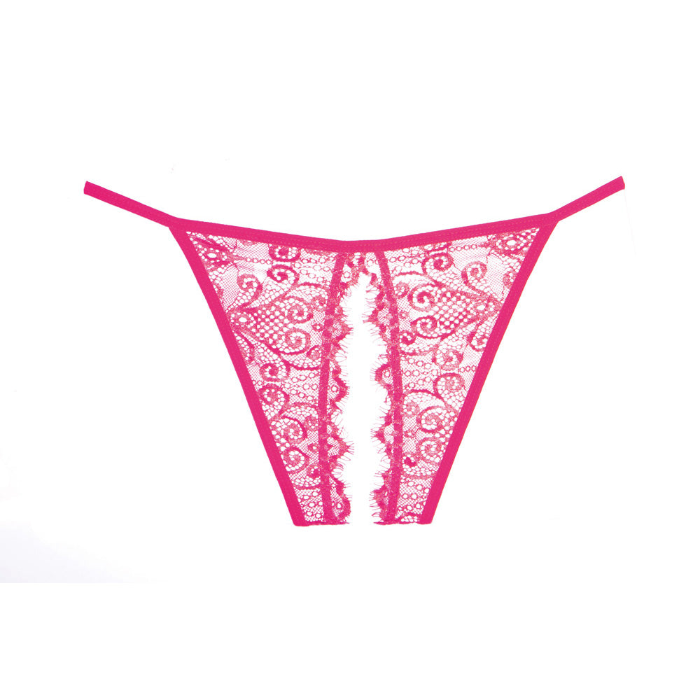 Adore Enchanted Belle Panty Crotchless One Size Hot Pink | 883045913197 | Available at EroticWarehouse.com