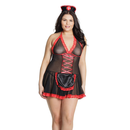Nurse Chemise Black/Red Os/Xl | 883124167800 | Available at EroticWarehouse.com