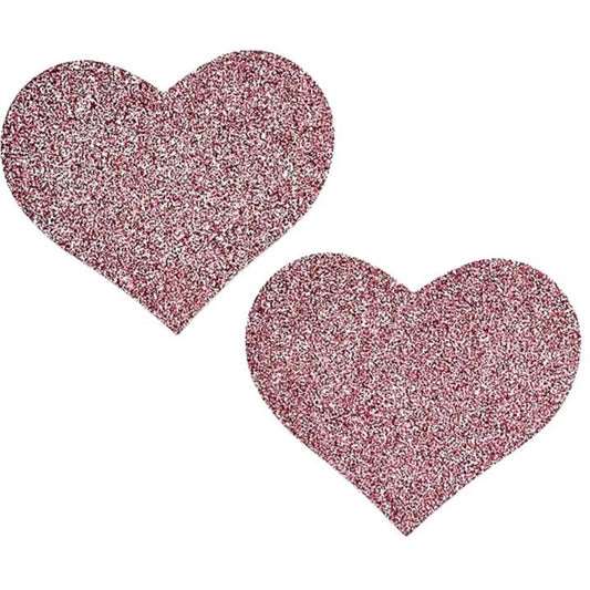 Heart Shaped Glitter Pasties Pink O/S | 8932130301189 | Available at EroticWarehouse.com