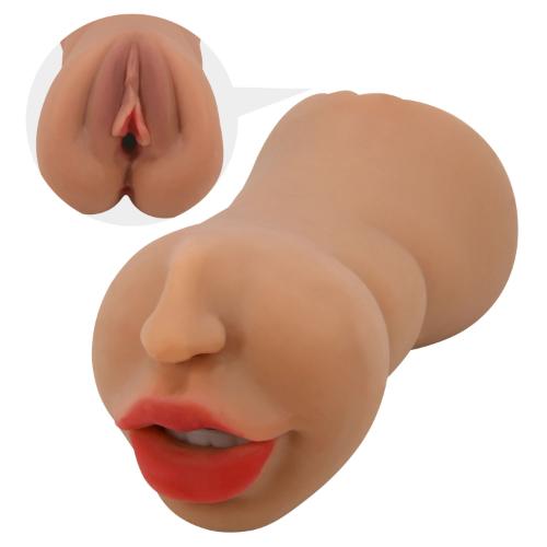 Zoey Mouth And Pussy Double Entrance Masturbator Sleeve - Brown | 6959532360165 | Available at EroticWarehouse.com