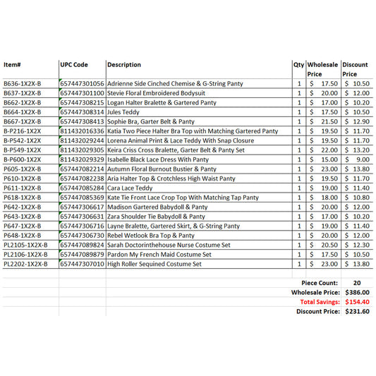 FL 20 Piece Grab Bag 1X/2X Mix B | FL-GB2023-1X2XB | Available at EroticWarehouse.com
