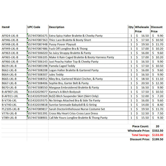 FL 20 Piece Grab Bag Large/X-Large Mix C | FL-GB2023-LXL-C | Available at EroticWarehouse.com