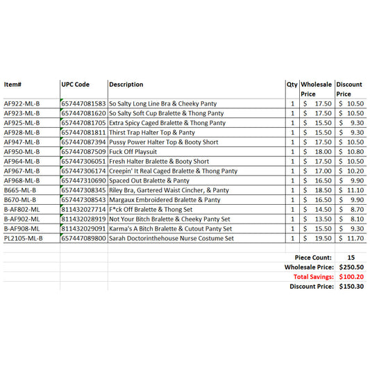 FL 20 Piece Grab Bag Medium/Large Mix A | FL-GB2023-ML-A | Available at EroticWarehouse.com