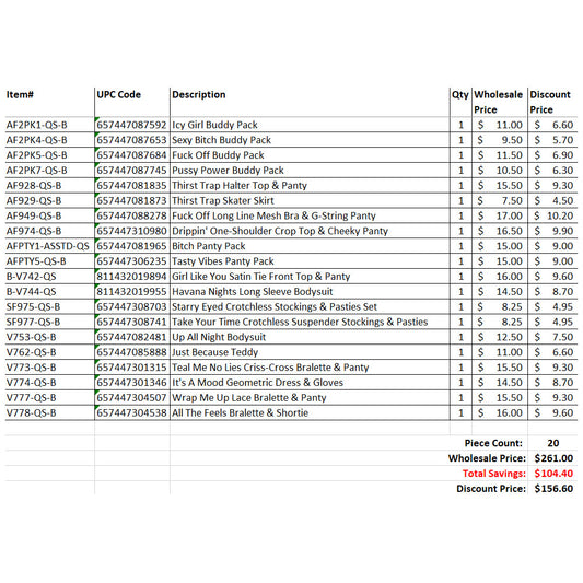 FL 20 Piece Grab Bag Queen Size Mix B | FL-GB2023-QS-B | Available at EroticWarehouse.com