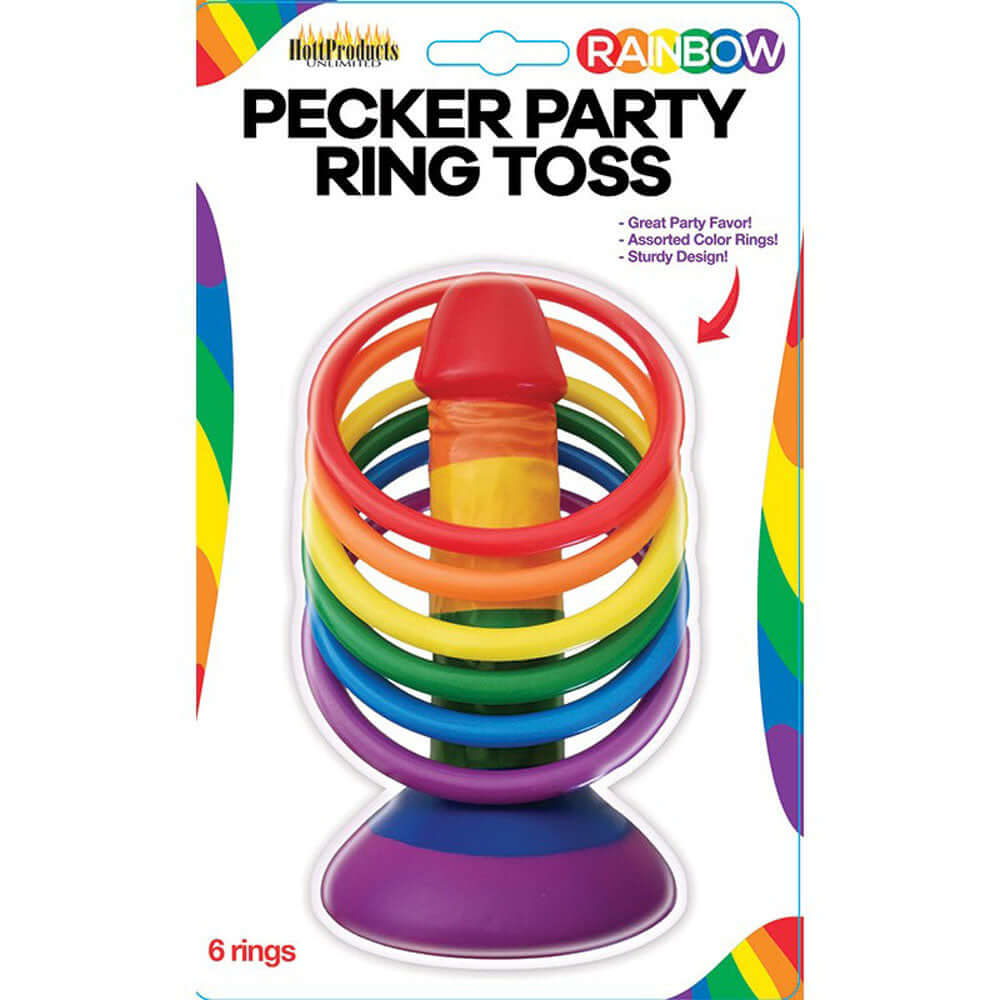 Rainbow Pecker Party Ring Toss | 818631032808 | Available at EroticWarehouse.com