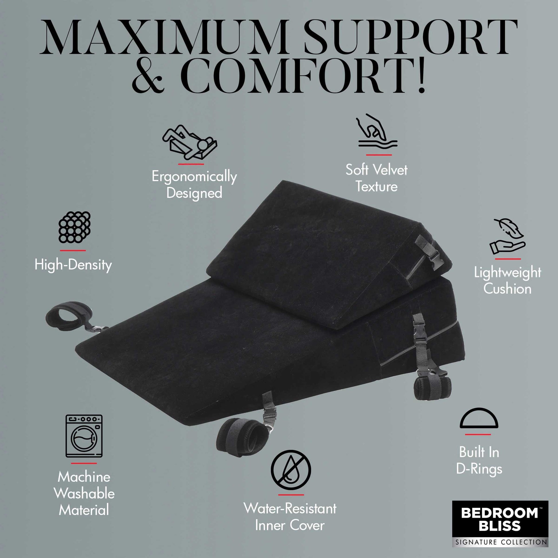 Bondage Cushion Set Bondage Foam Wedge Pillow Set - Black | 848518051844 | Available at EroticWarehouse.com